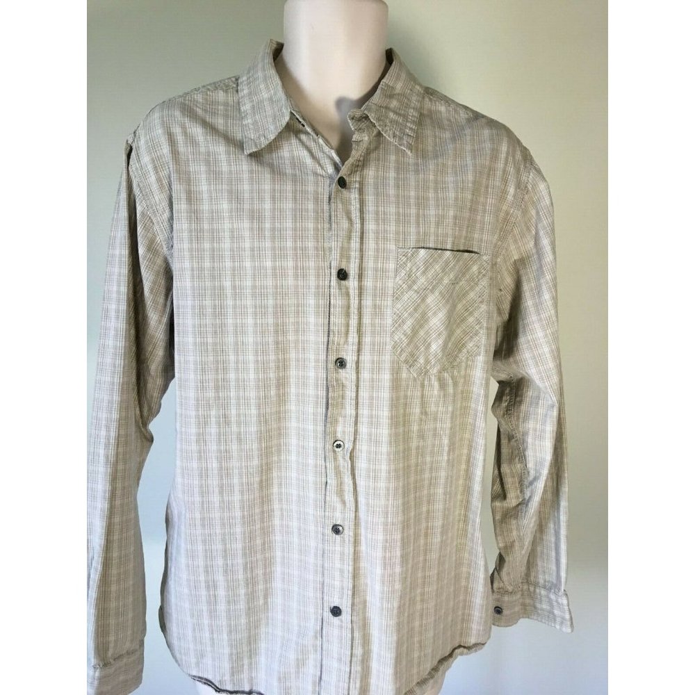 The North Face Mens Plaid Beige Long Sleeve Button Front Shirt Size Large